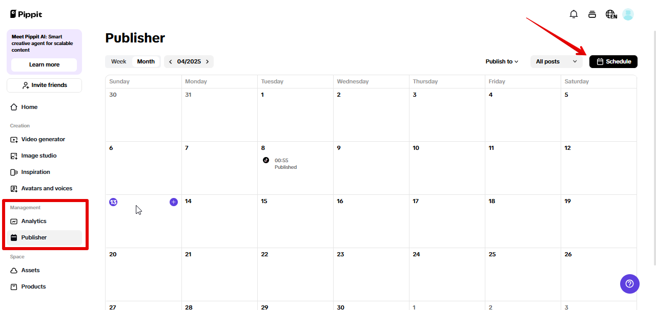 Pippit auto publisher