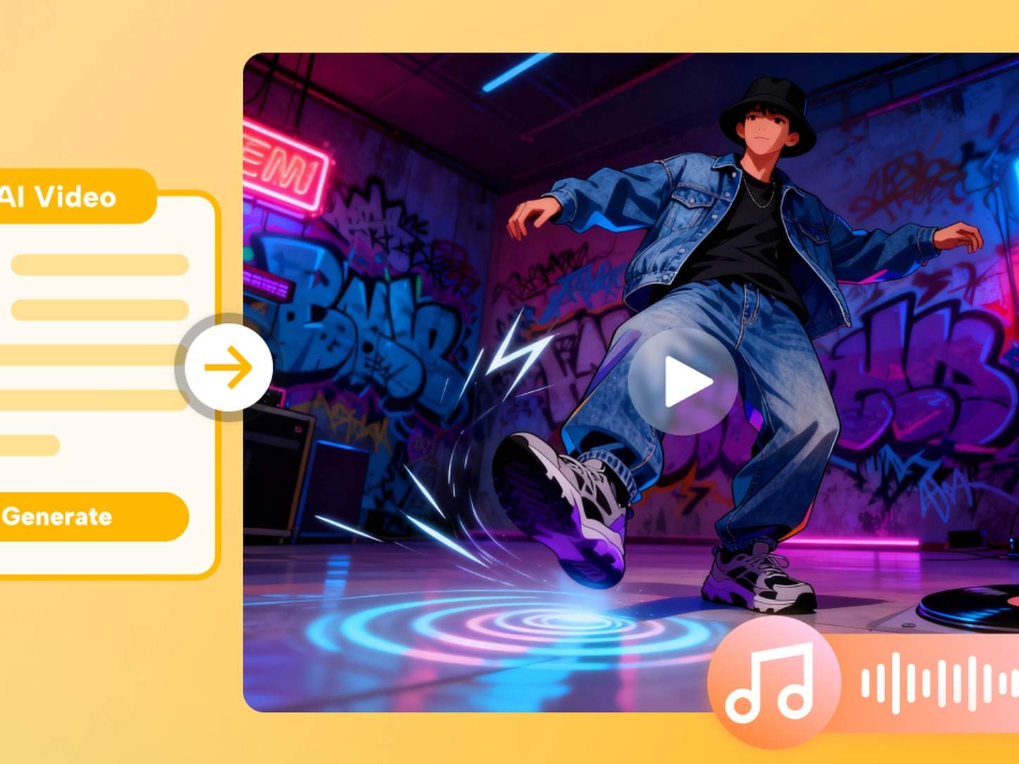 Neon street AI dance video