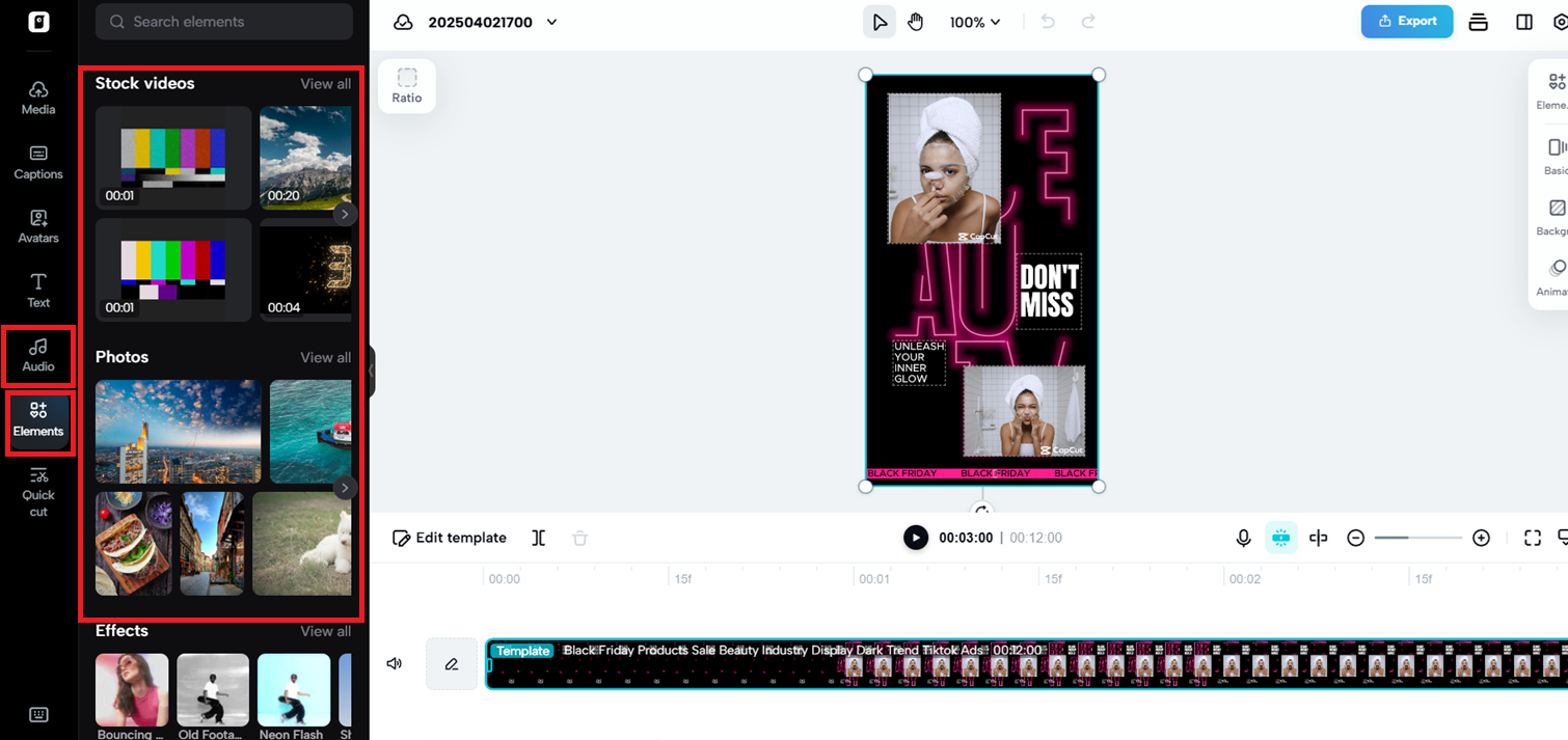 Stock library of images and music