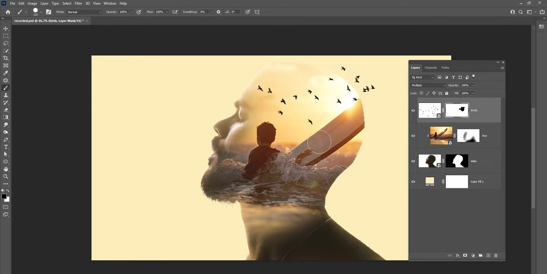 Interface of Photoshop - a tool to create double exposure images