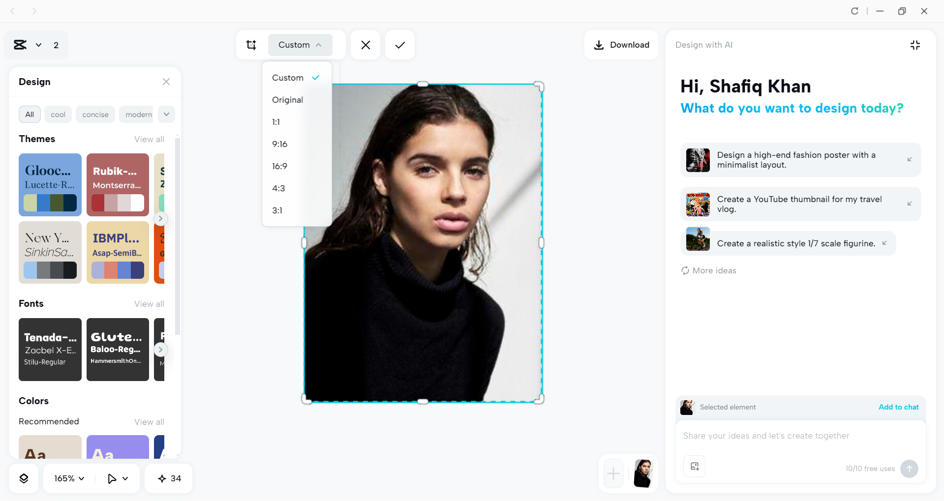 Interface of the CapCut desktop video editor - an alternative way to crop images