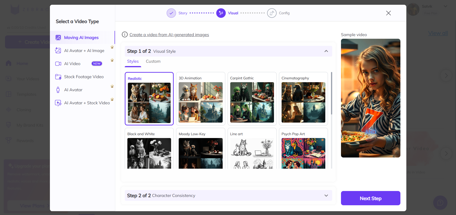 Select a video style or template