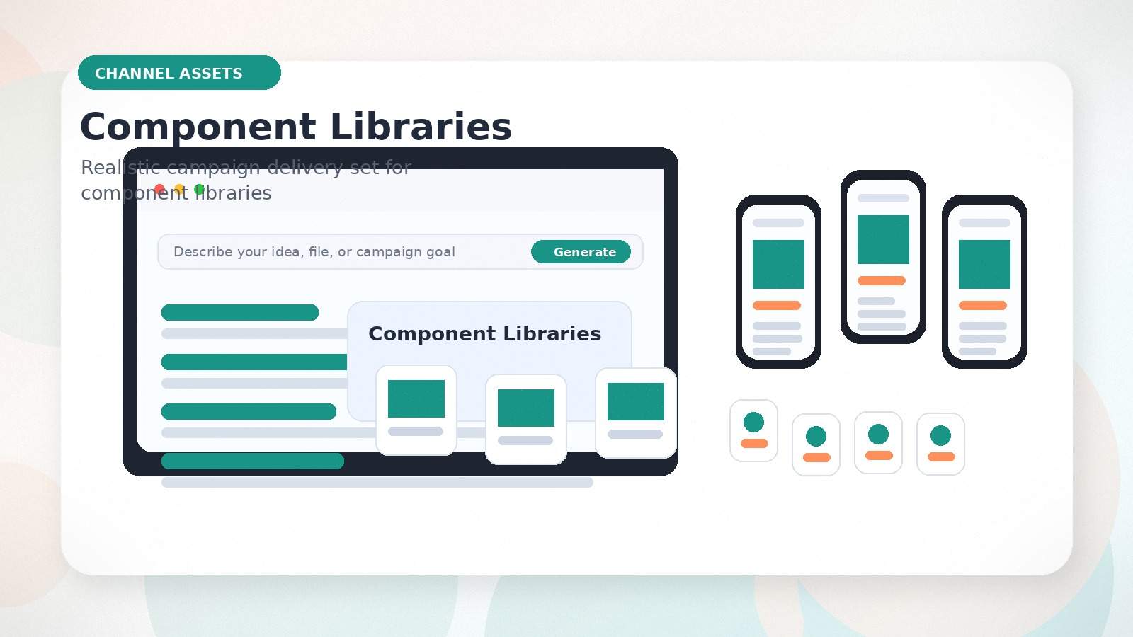Component Libraries realistic channel assets visual for component libraries
