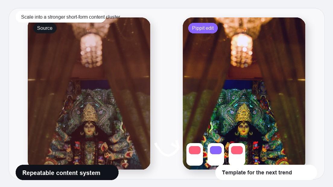 Realistyczny obraz aplikacji Color Wheel Trend Video Maker aby zwiększyć skalę do silniejszego klastru treści w krótkim formacie.