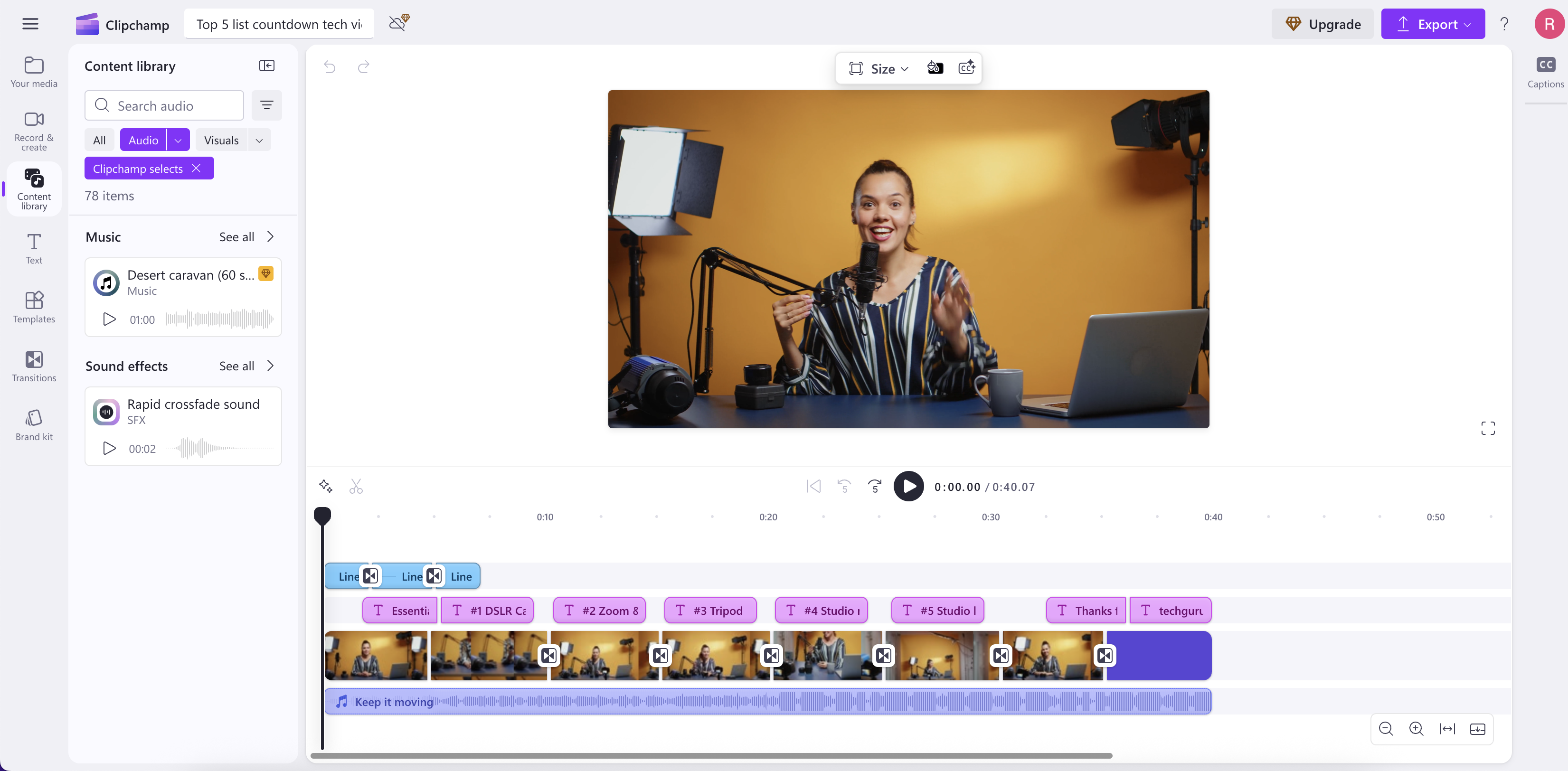 Clipchamp demo video interface