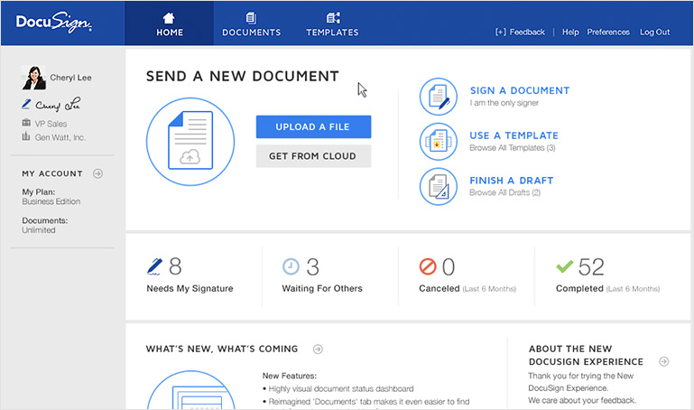 Gränssnitt för DocuSign