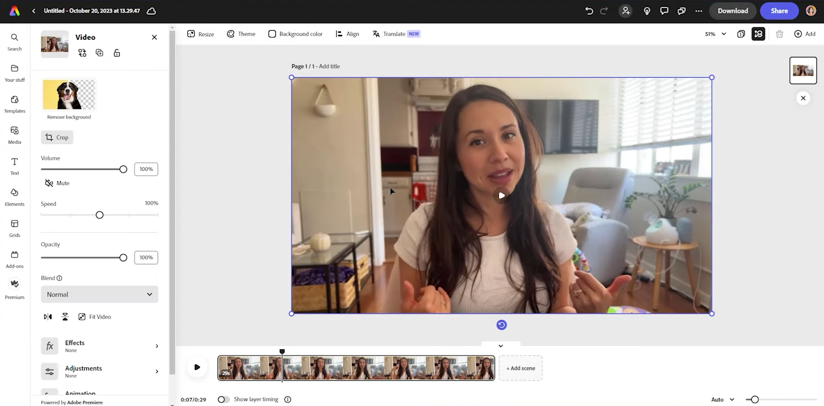 Select the video on the timeline
