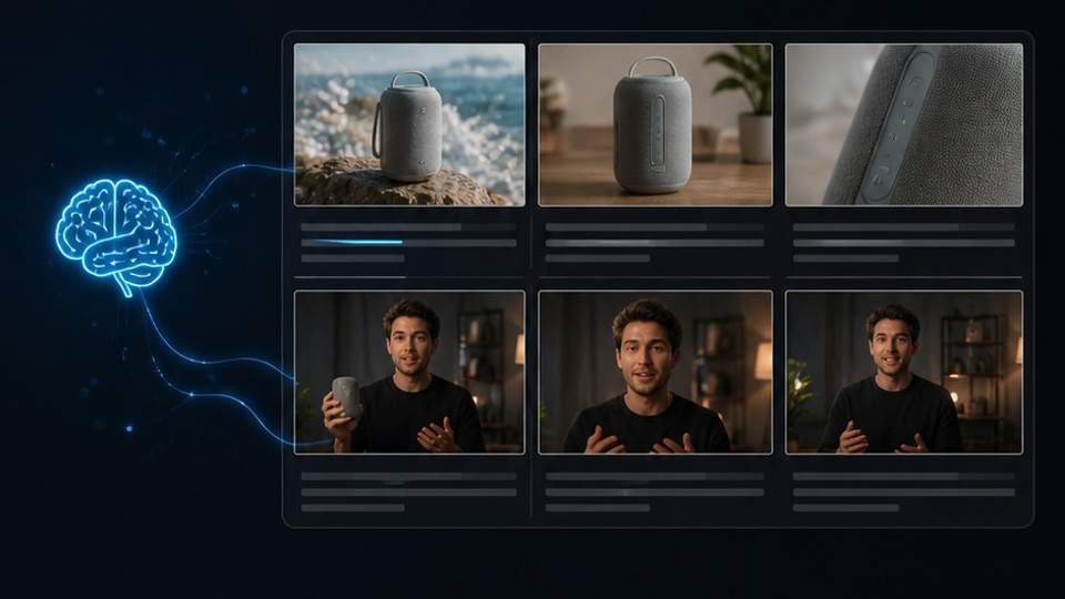 Fotor Video Agent — a presenter-led storyboard with clear scene transitions