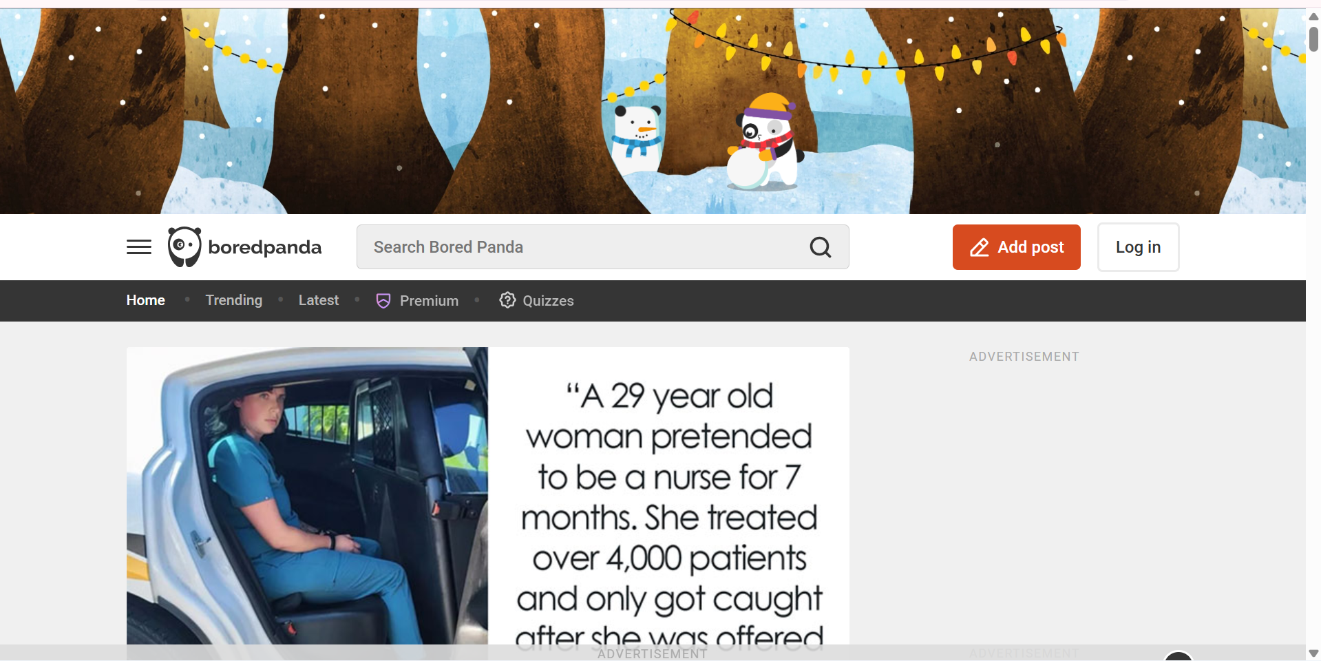 Interface of BoredPanda