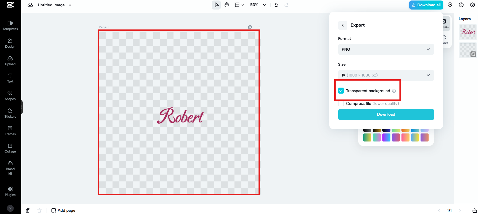 תמיכה ברקע שקוף