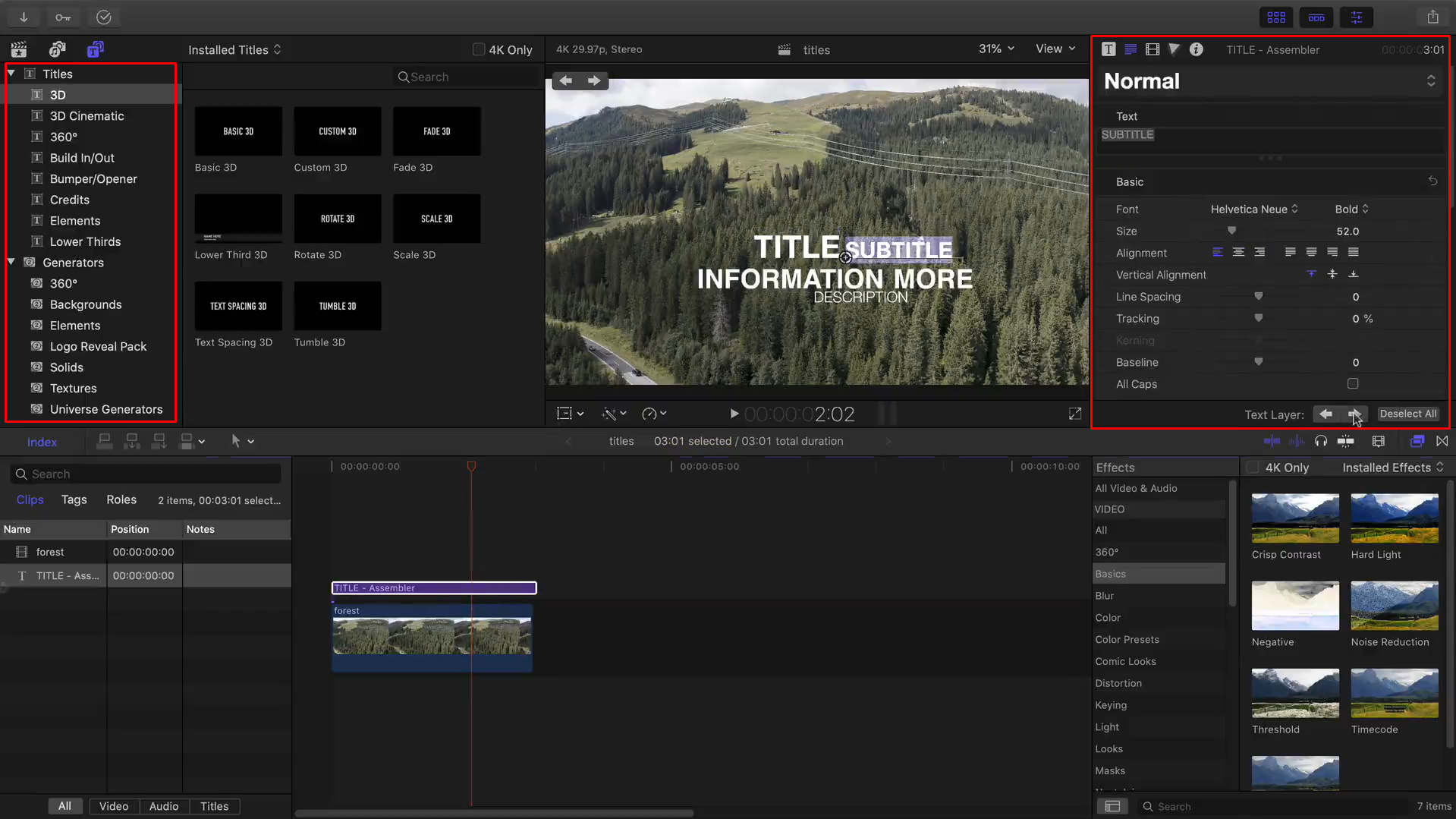 A quick way to add text to video in Final Cut Pro using the Title tool