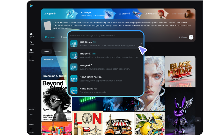모델을 선택하고 생성