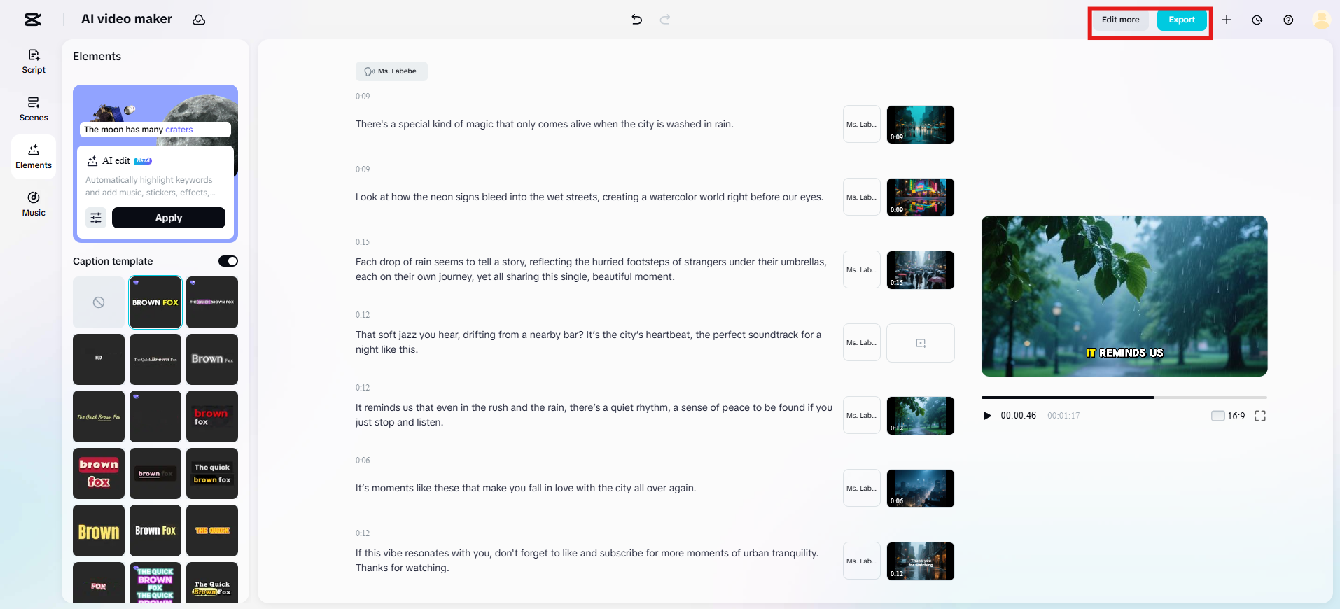 Edit more or export video