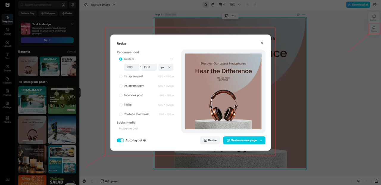 Resize visuals for any platform