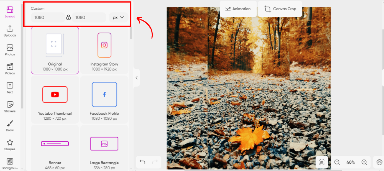 Resize options