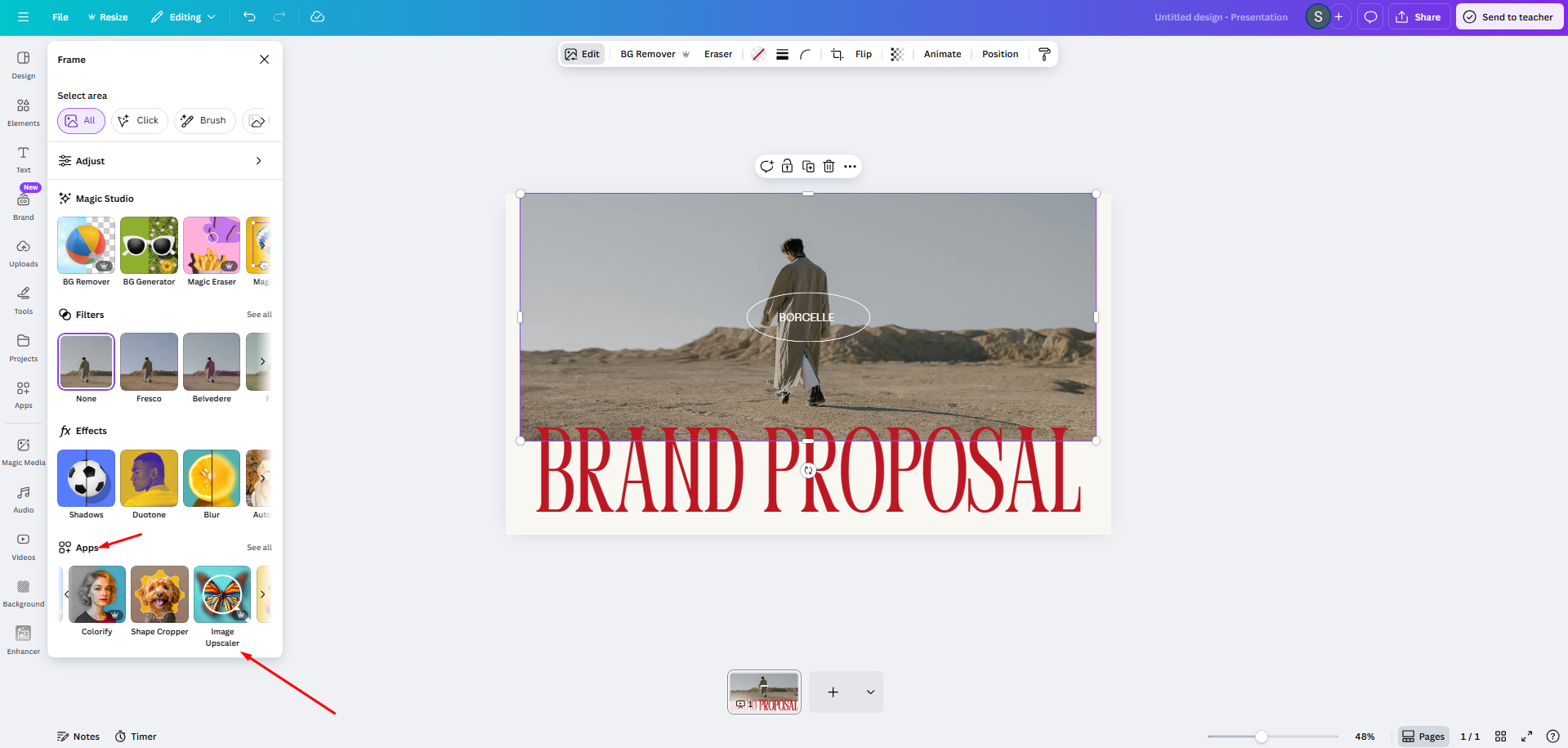 Enhance a photo on Canva