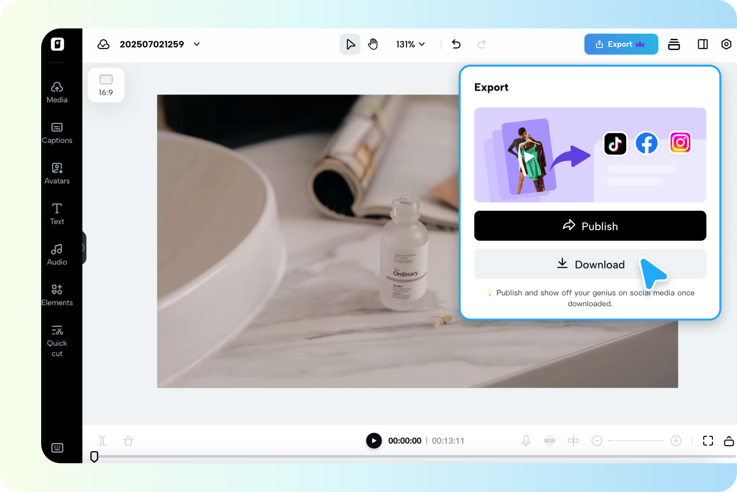 Adjuts export settings and downlod 