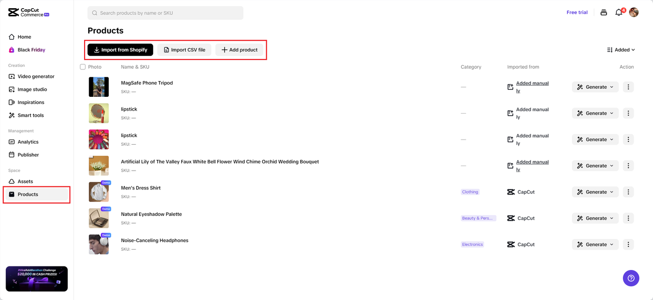 Produto para vídeo: simplificando a seleção de produtos
