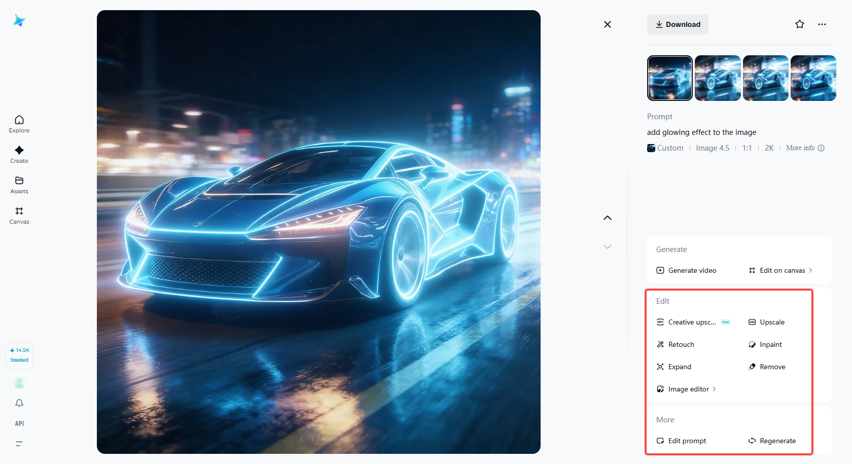 แก้ไขและปรับปรุงภาพถ่ายใน Dreamina