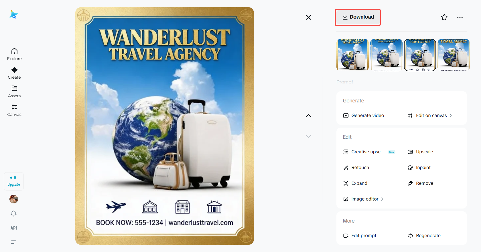 Downloading the photo in Dreamina