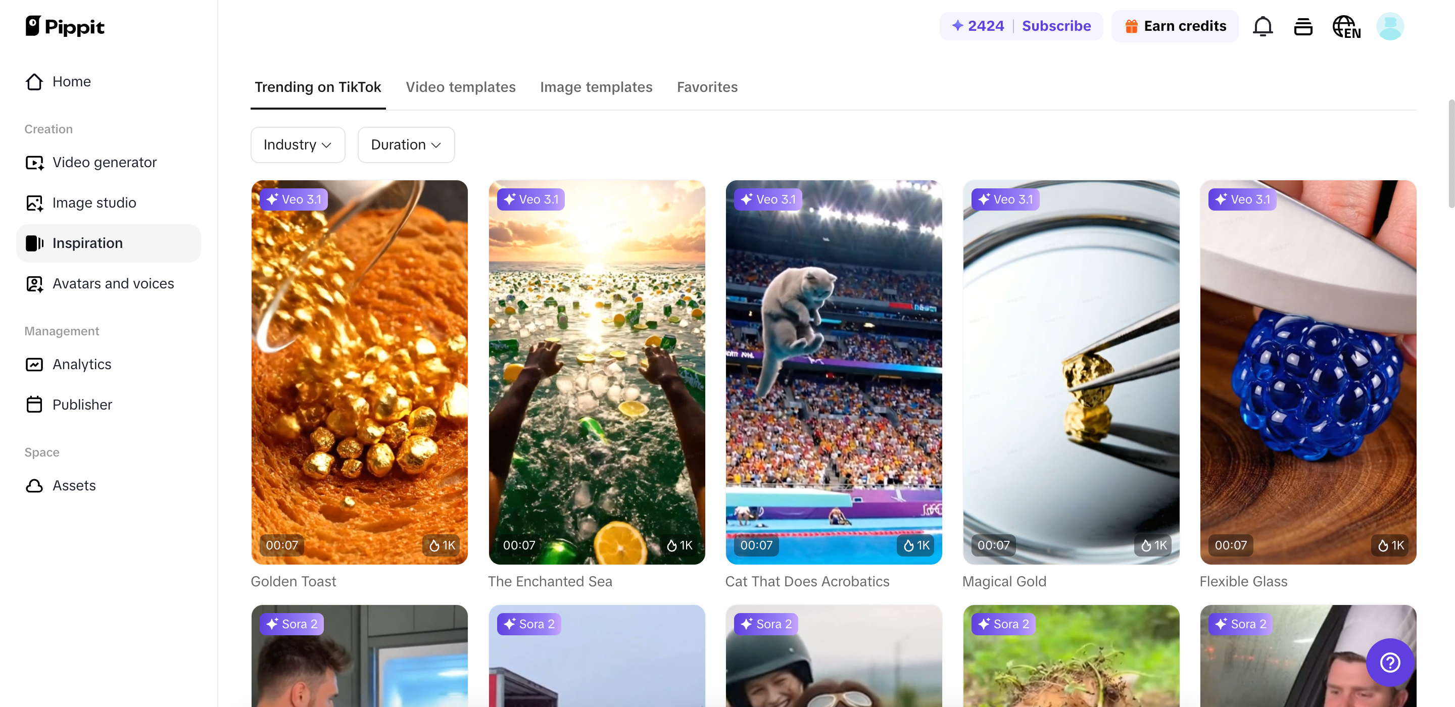 Centro de inspiração no Pippit