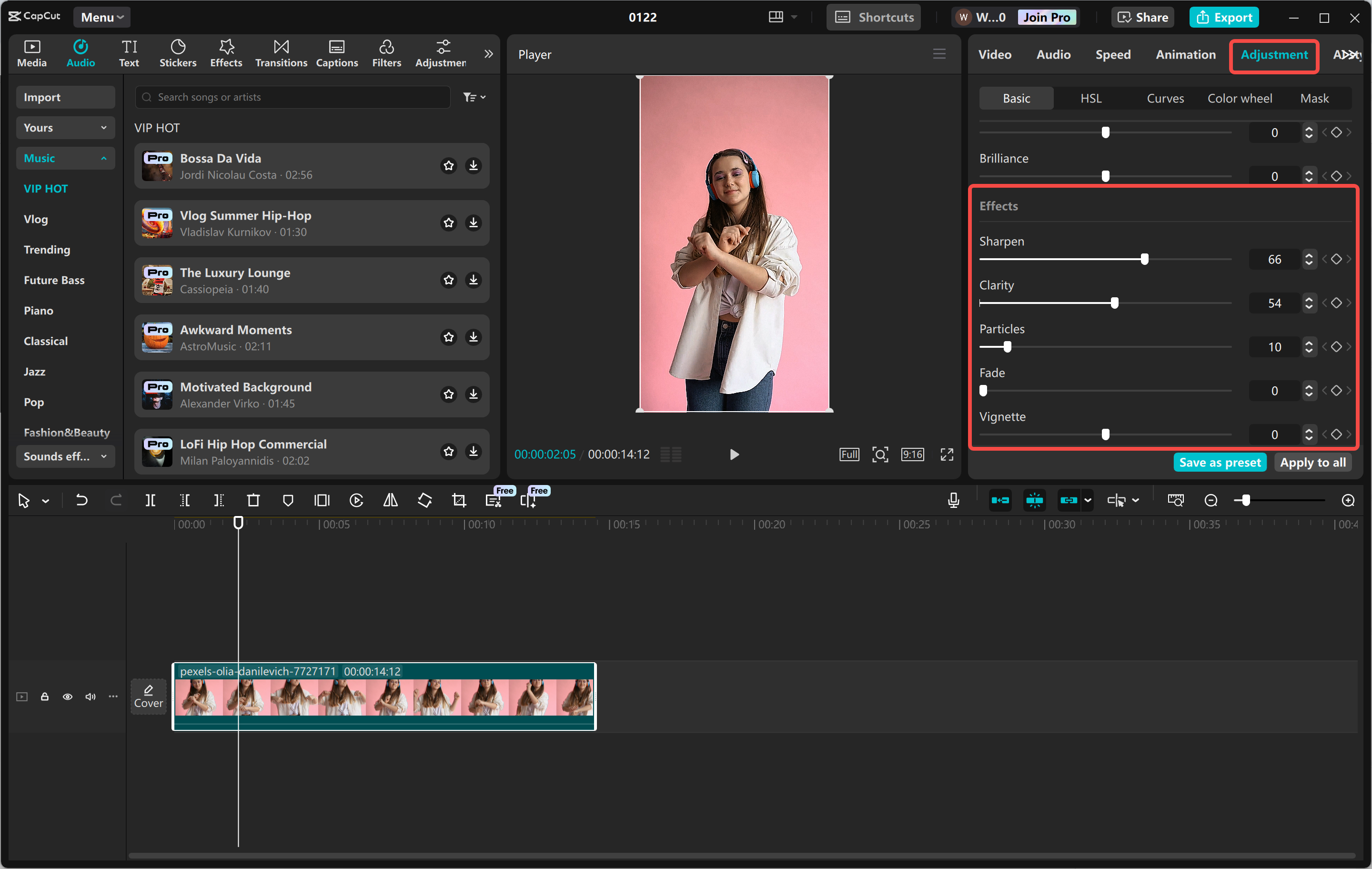 Enhancing the reel using various tools in the CapCut desktop video editor
