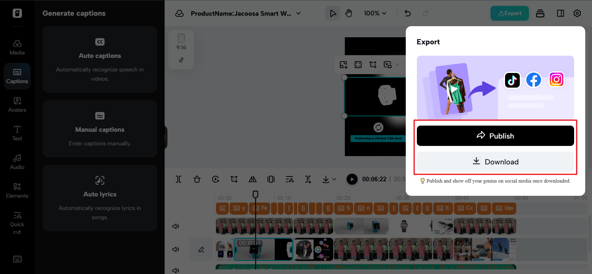 Save and share the video