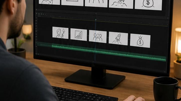 Zonnig stadsportret van een fictieve volwassen Golpo AI Whiteboard Animation Maker
