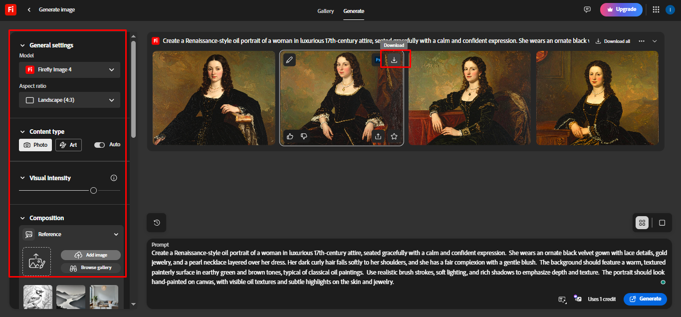 Adobe Firefly generated image results for text-to-image download