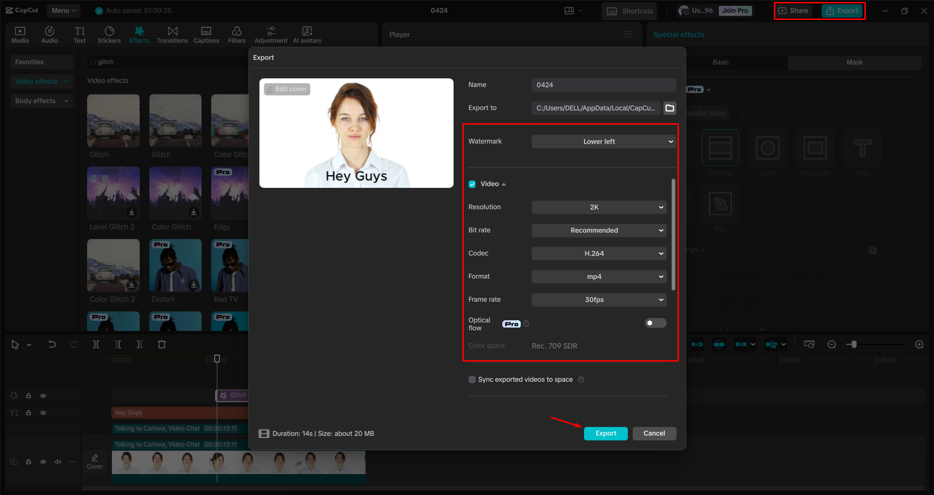 Eksportowanie wideo z CapCut komputerowego edytora wideo