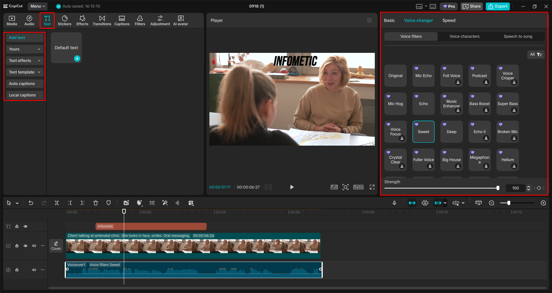 Menggunakan penukar suara AI dalam editor video desktop CapCut