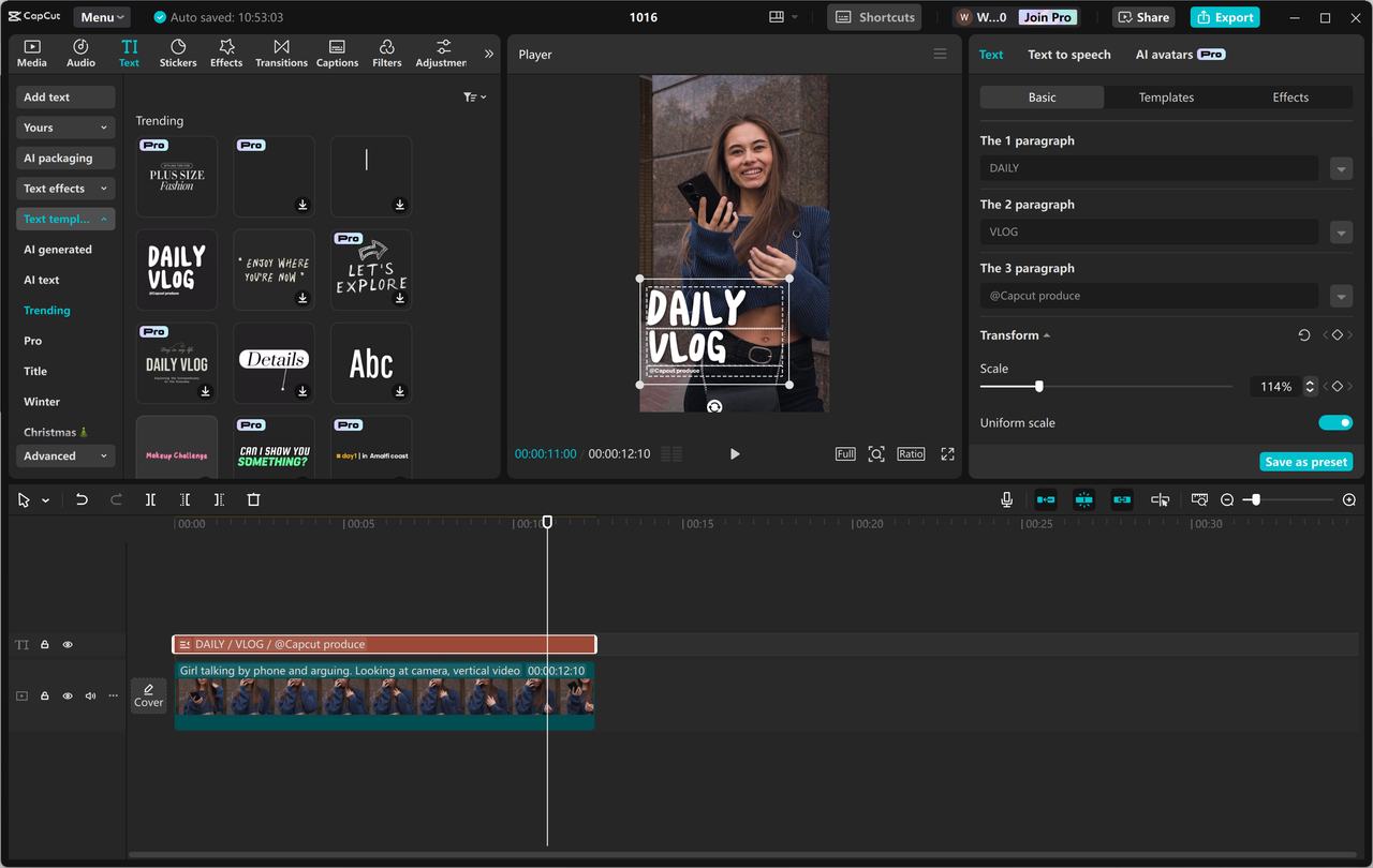 Interface of the CapCut desktop video editor - a user-friendly way to make YouTube Shorts