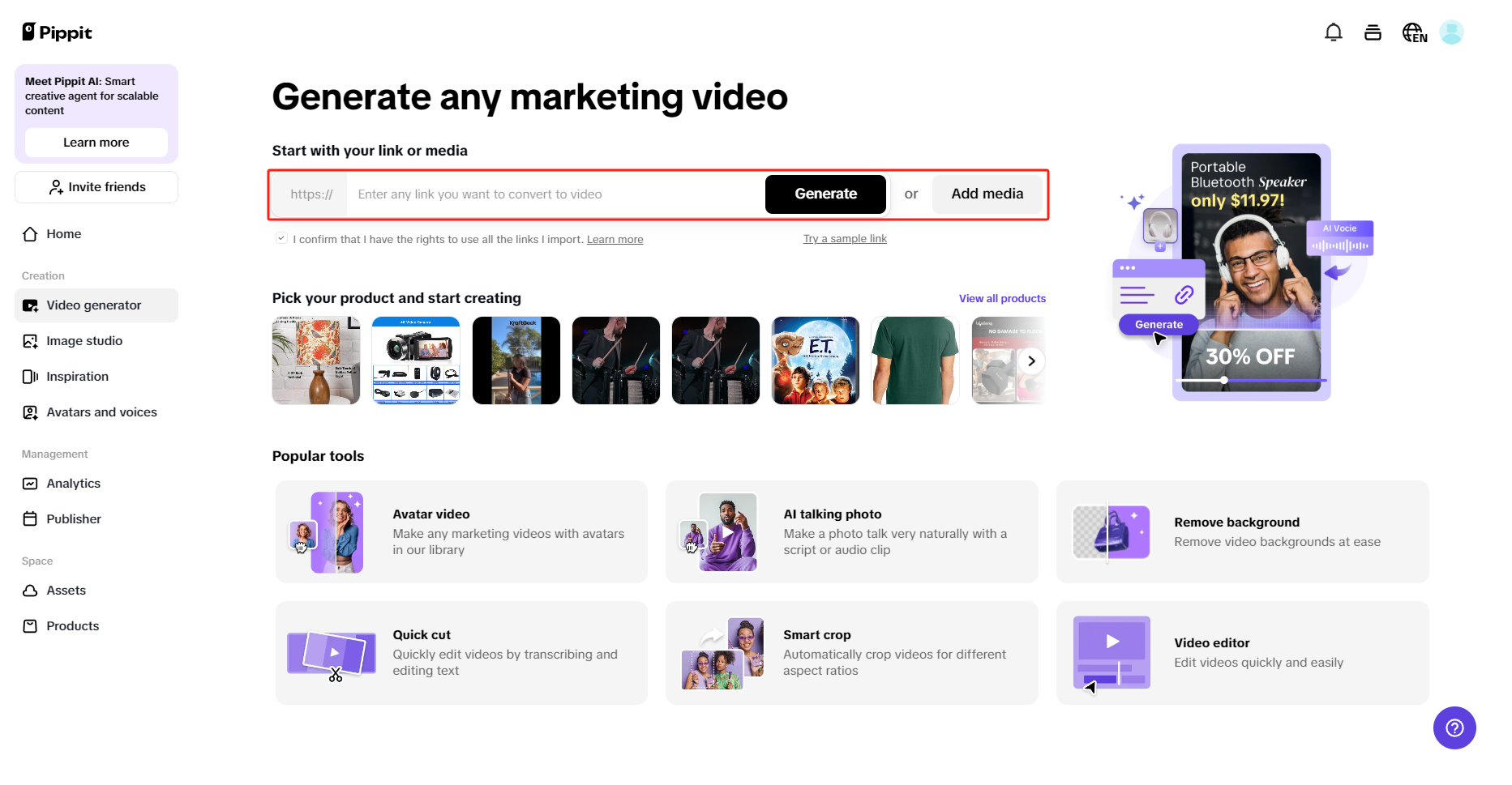 Upload product links and media
