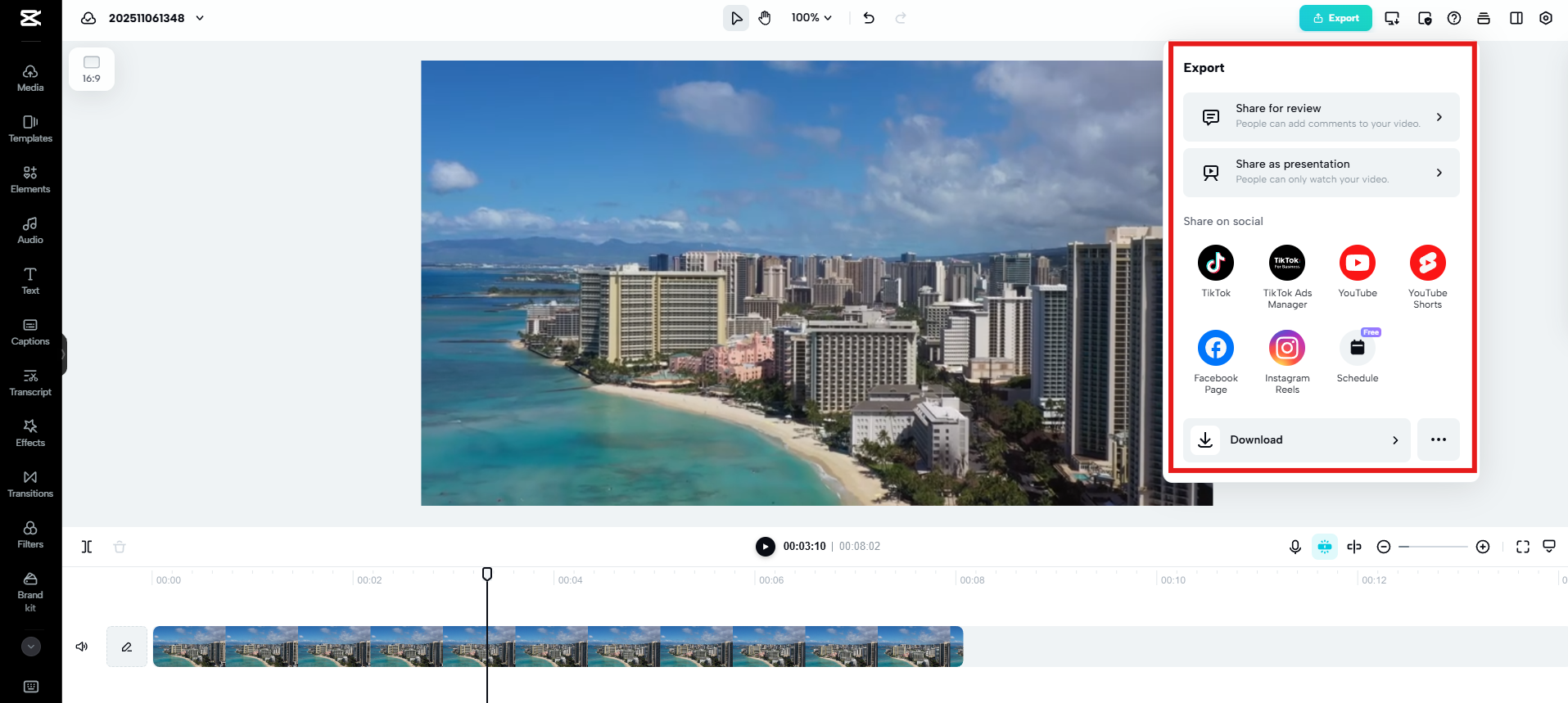 I-export at ibahagi ang video