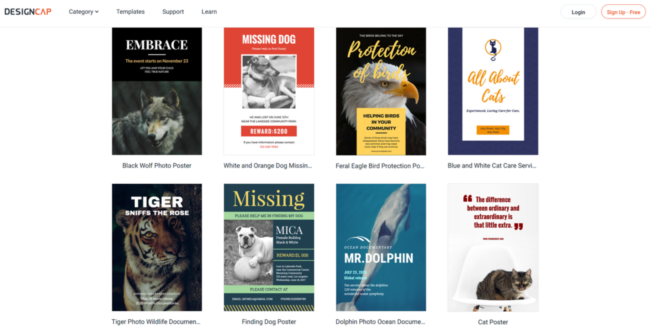 Interface of DesignCap - another tool to make farm animal poster