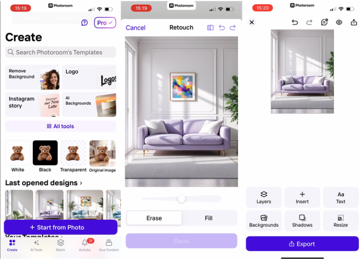 Showing how to remove background in Photoroom on iPhone