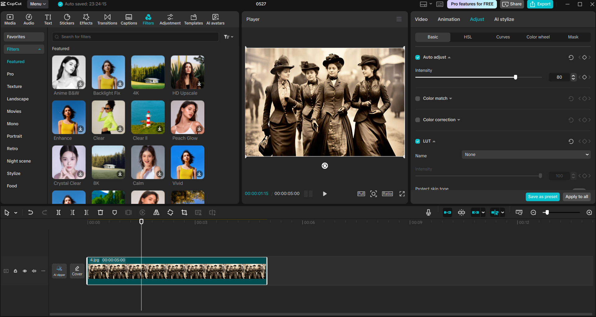 Schnittstelle des CapCut Desktop-Video-Editors - eine schnelle Möglichkeit zur Wiederherstellung von Fotos