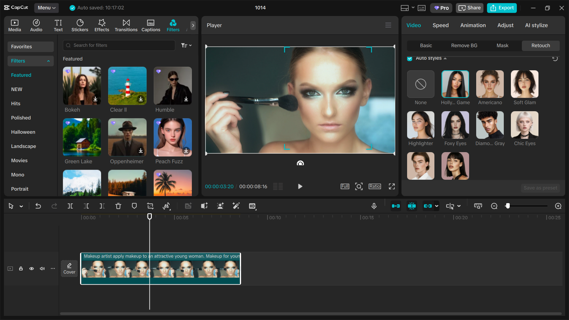 Interface of the CapCut desktop video editor