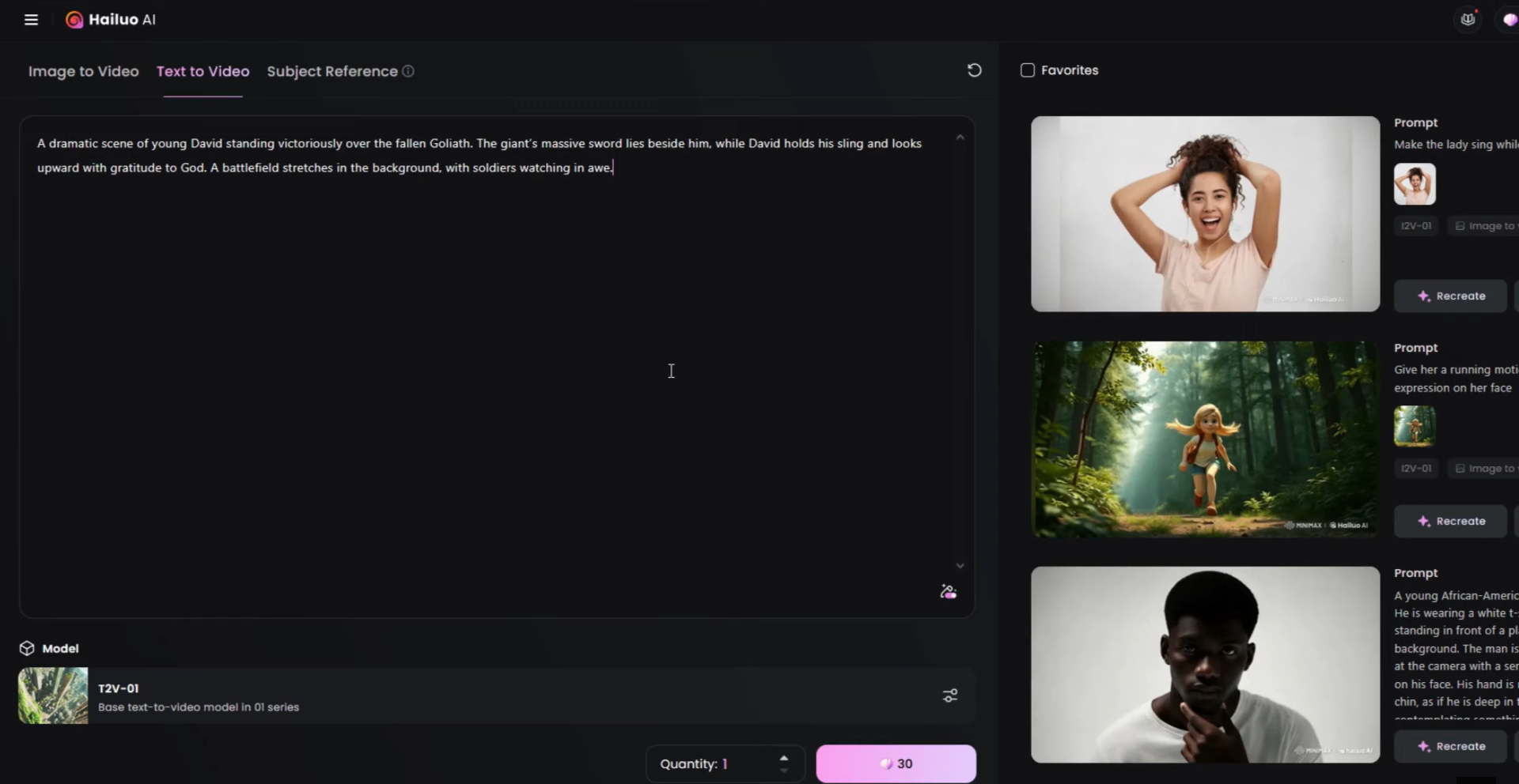 Generating video in Hailuo AI
