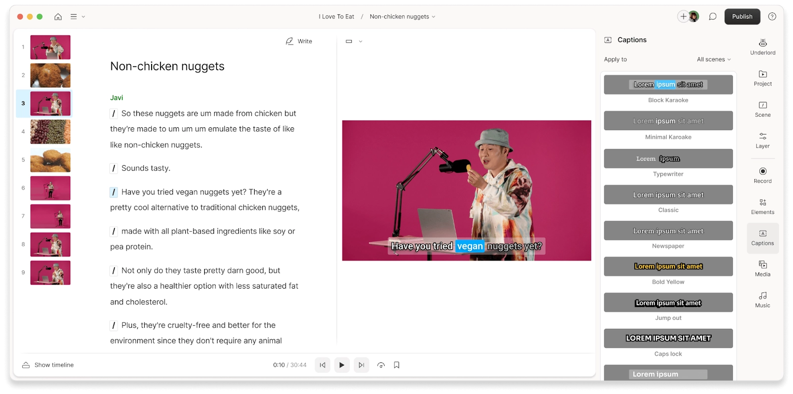 Descript interface