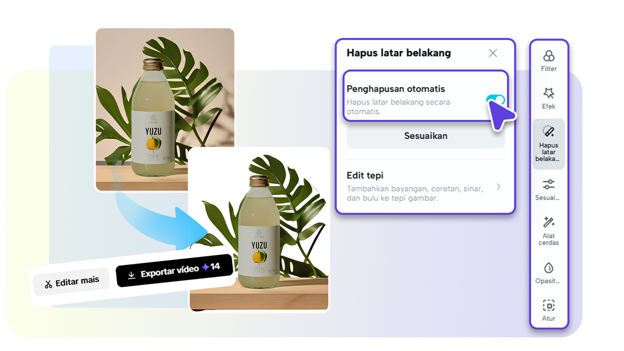 Sesuaikan latar belakang foto online menggunakan fitur AI Pippit
