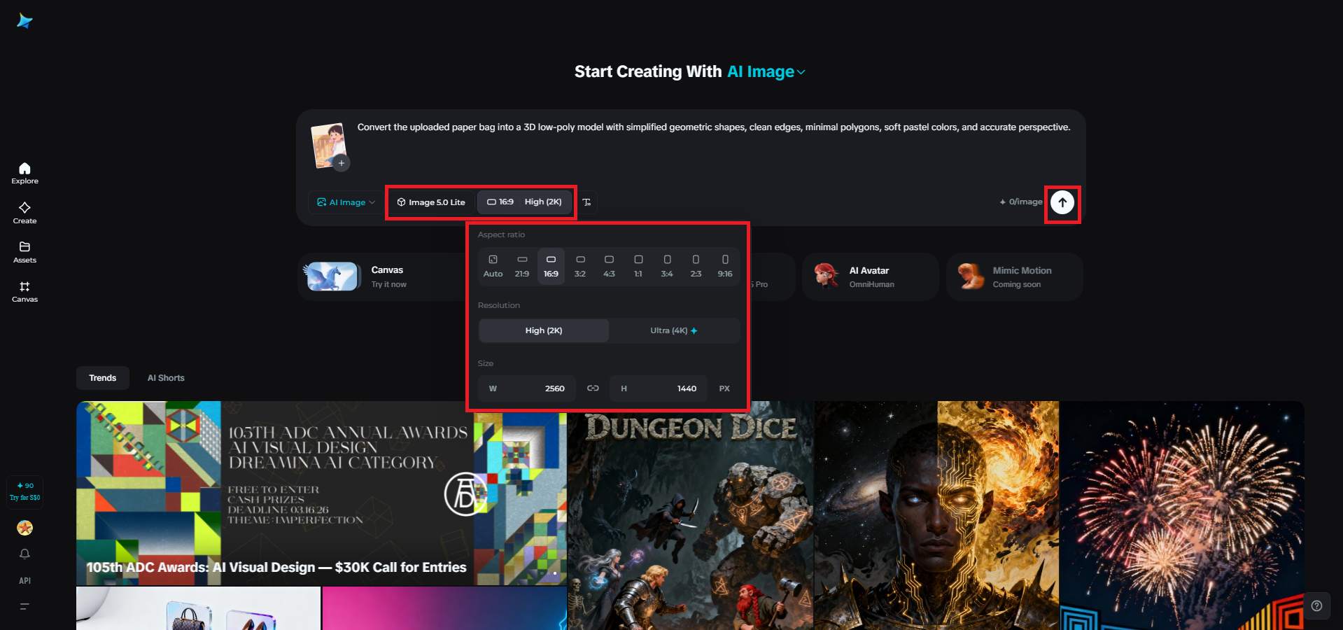 Selecione o modelo e ajuste as configurações de saída