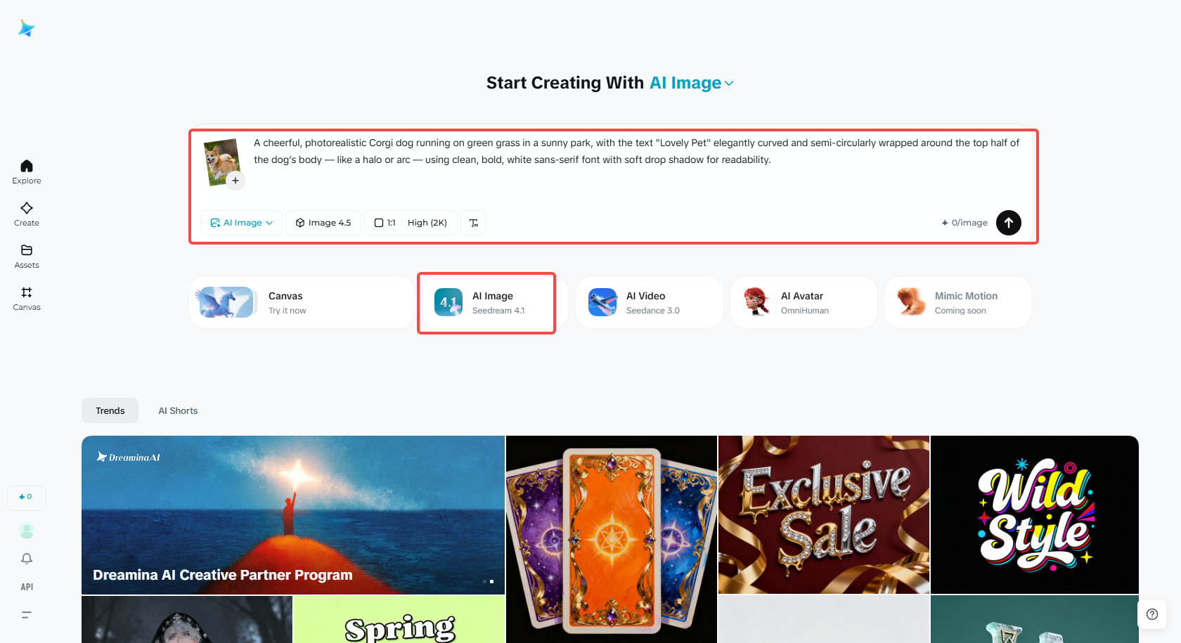 Klik alat gambar AI dan masukkan prompt