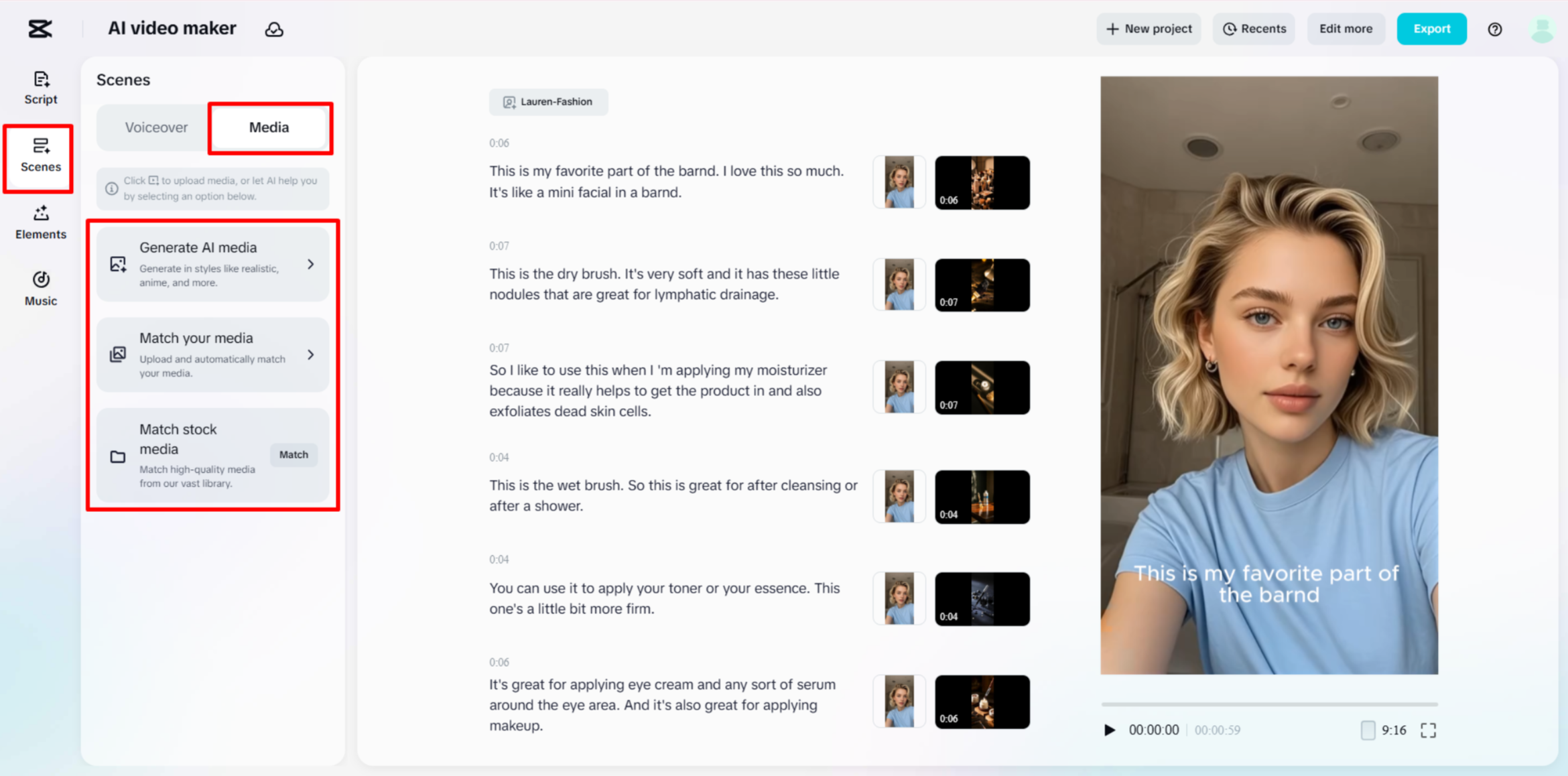 Importieren der Medien vom Gerät in CapCut Web.