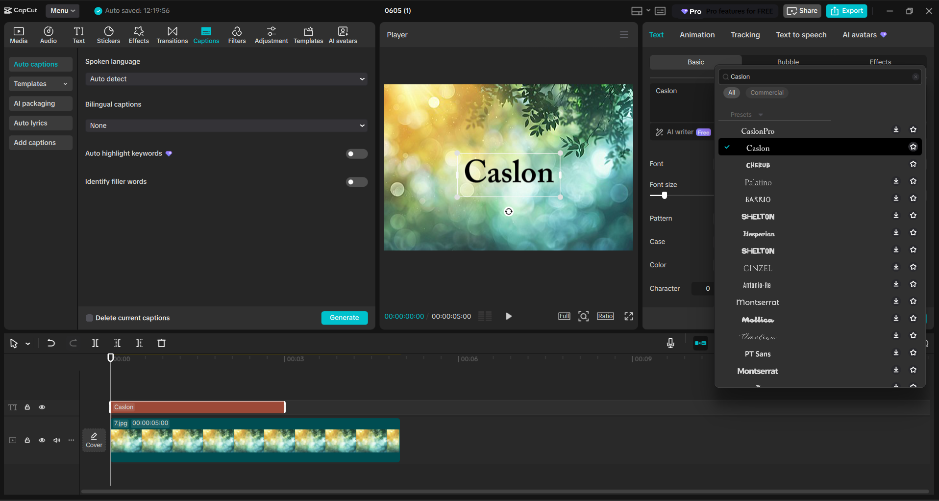 Interface of the CapCut desktop video editor - a user friendly way to add Caslon fonts to videos