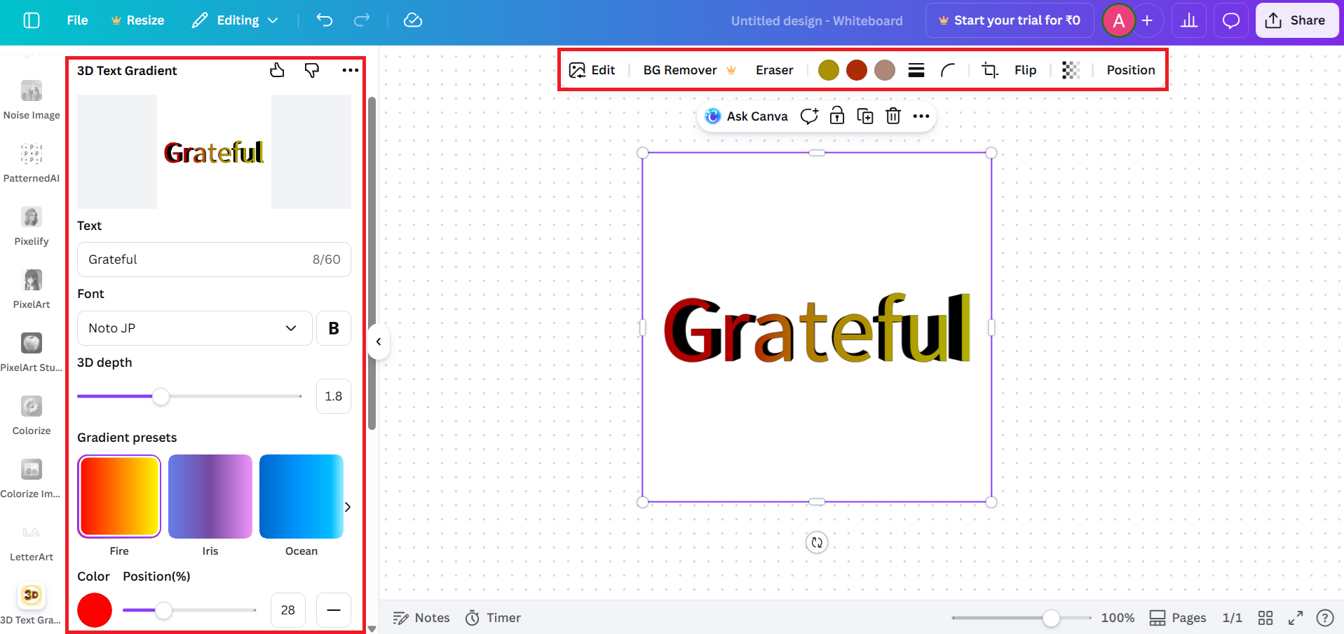 Personalize seu texto 3D