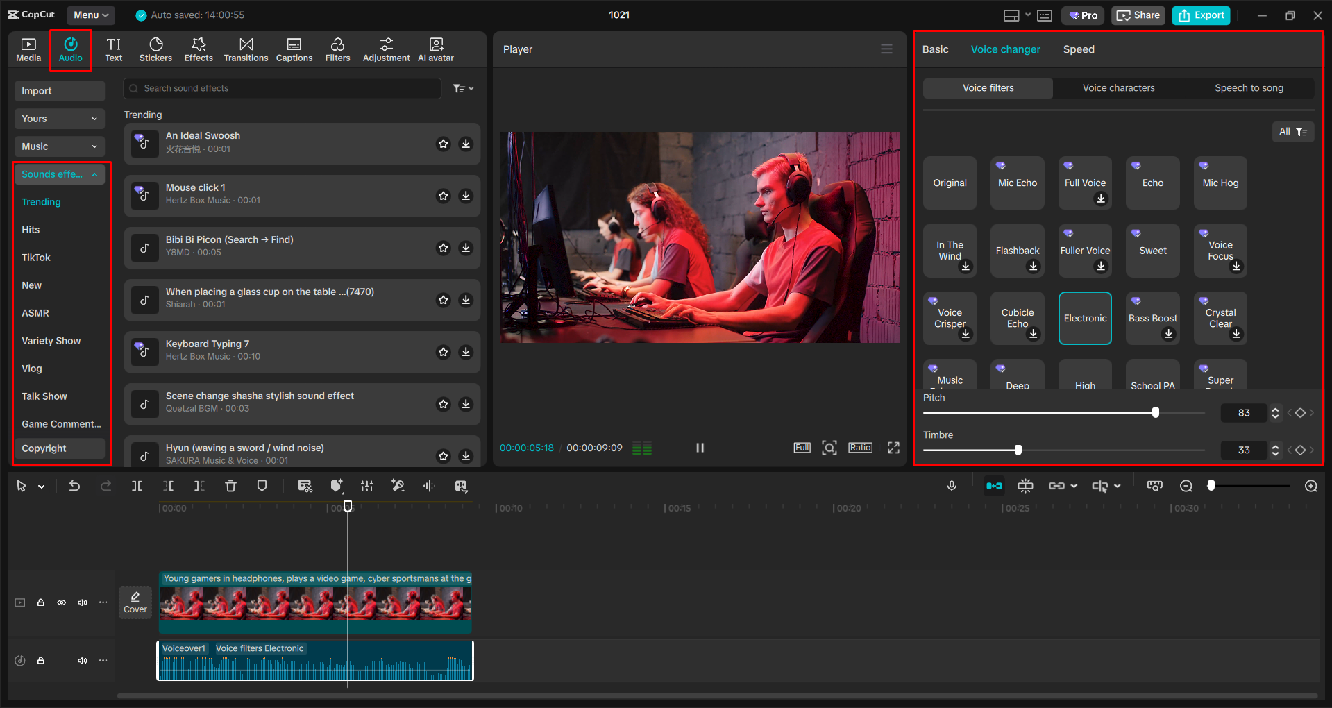 Changing the voice in a video with the CapCut desktop video editor