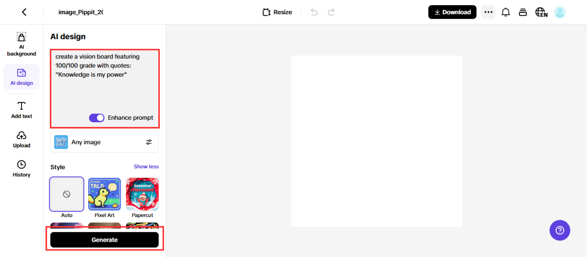 Generează designul tău