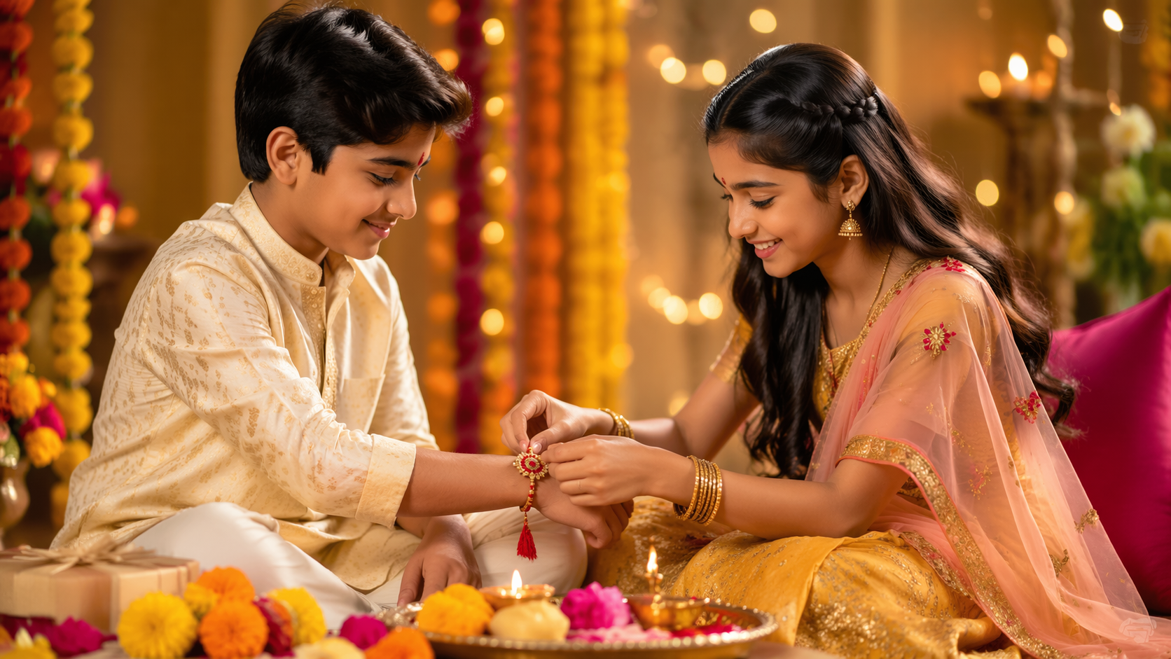 Dreamina Raksha Bandhan AI photo prompts 16:9 hero image