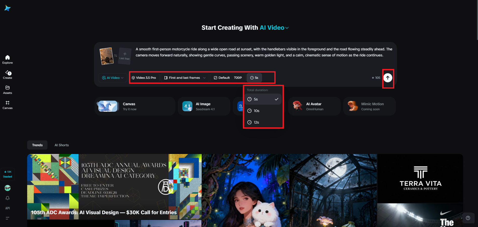 Setează durata videoclipului și generează